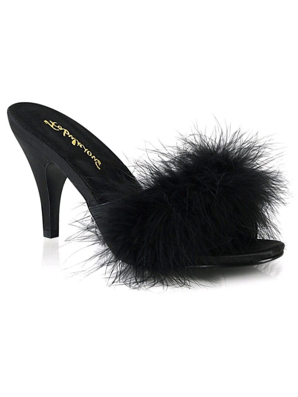 Fabulicious Pleaser Fluffy Marabou Trim High Heel Mule Slippers Amour 03 Sz. 11